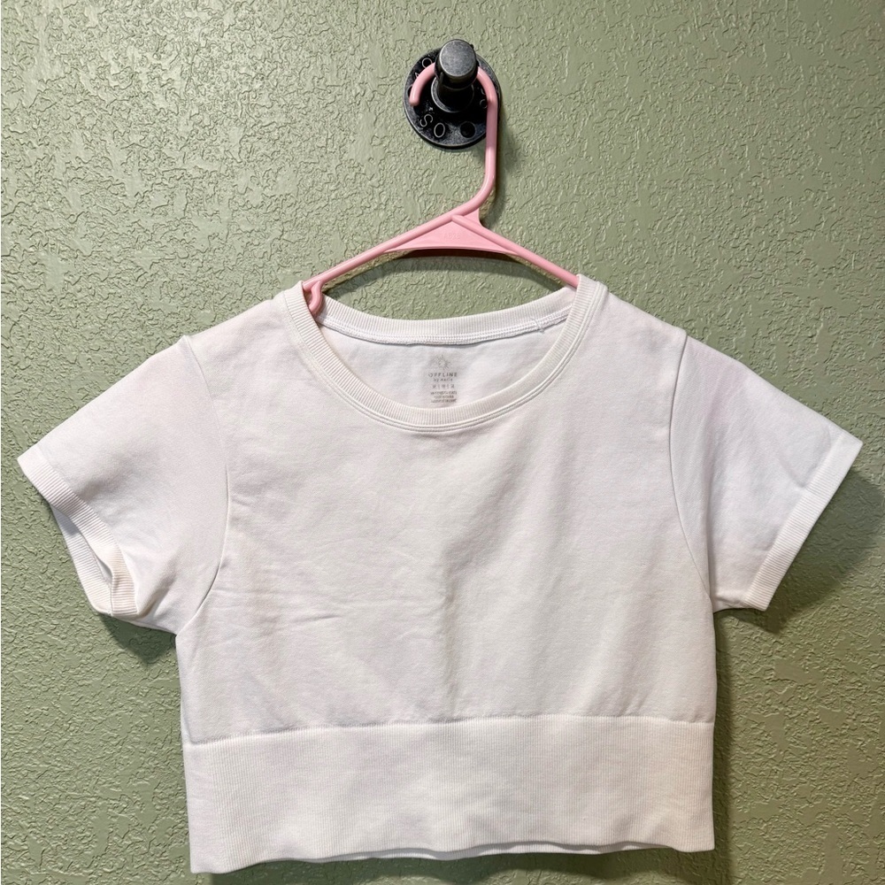 Aerie White Crop Top Short Sleeve